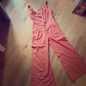 Boutique Orange Button-Down Jumpsuit NWOT